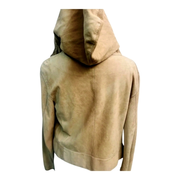 Joseph 100%Suede Tan Hooded Zip Front Jacket; Size Medium - Picture 3 of 9